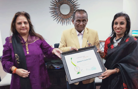 Dr Surendra Dubey felicitated in North America
