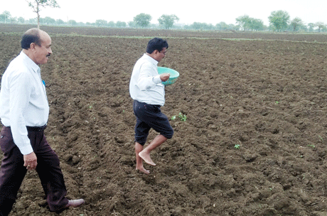 बेमेतरा। कृषि कार्य में आधुनिक बदलाव आने से अब नांगर (हल) बैल के बदले ट्रेक्टर से जुताई करने लगे है। फिर भी कहीं-कहंी खेती किसानी कार्य में अब भी हल का उपयोग किया जा रहा है। कलेक्टर महादेव कावरे 8 जुलाई को ग्रामीण क्षेत्र के दौरे पर निकले थे। इस दौरान उन्हे ग्राम खिलोरा का एक किसान सोयाबीन बोता हुआ दिखाई दिया। उन्होंने अपना वाहन रूकवाया और खेत में जा पहुंचे। खिलोरा निवासी किसान दशरथ साहू उस वक्त हल चला रहे थे। कलेक्टर ने भी हल चलाने की इच्छा जाहिर की और दशरथ साहू से हल की पड़की (मुठ) पकड़कर खेत की जुताई की। इससे उन्हें अपना बचपन भी याद आ गया।