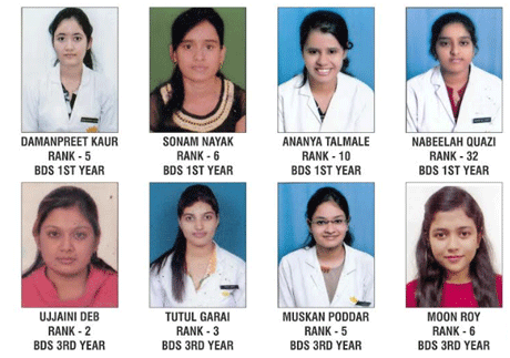 भिलाई। आयुष विश्वविद्यालय द्वारा बीडीएस-2019 के सभी वर्षों के नतीजे घोषित किये गए जिसमें संजय रूंगटा ग्रुप आॅफ इंस्टीट्यूशंस द्वारा संचालित रूंगटा डेंटल कॉलेज, भिलाई के छात्र-छात्राओं ने चारो वर्ष की प्रावीण्य सूची में स्थान बनाकर अपना एवं कॉलेज का दबदबा कायम रखा। घोषित परिणाम के अनुसार बीडीएस प्रथम के नतीजों में प्रदेश की टॉप-10 सूची में सभी छात्र-छात्राए रूंगटा कॉलेज के है।