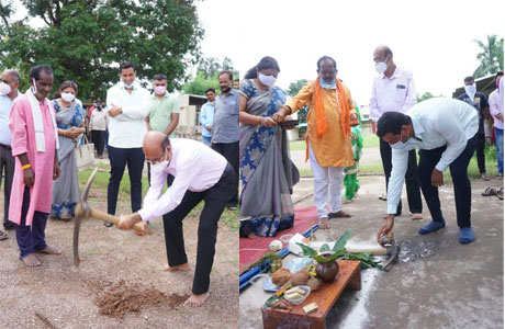 Mayor Devendra lays foundation stone for Basket Ball court in BNS