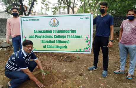 Technical teachers plant saplings on environment day
