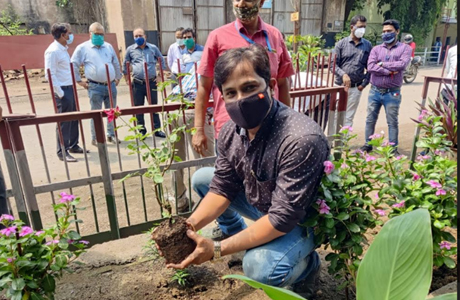 BSR Refractory Dept. plant saplings on Environment Day