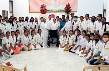 MJ Nursing donates wheelchair to Brahmakumaris