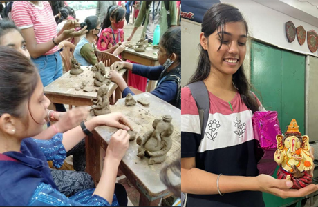 Clay Ganesha Workshop in Girls College