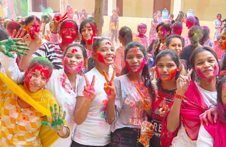 Holi celebrated in Girls College Durg