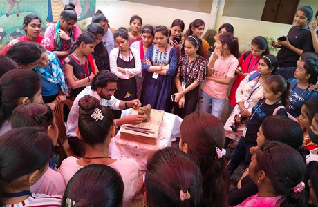 Ganesha making workshop in Girls College