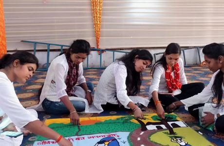SSSSMV NSS rangoli in Durga Puja Pandal