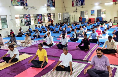 Yoga Day observed in Science College Durg