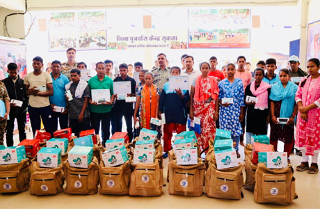 100 surrendered naxalites receive tools for starting new way of life