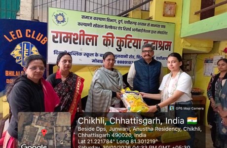 राम-शीला की कुटिया पहुंचा लियो क्लब "समर्पण" का दल