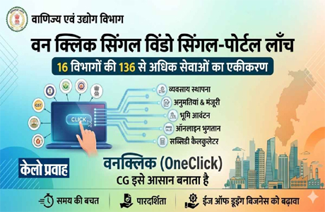 वाणिज्य-उद्योग विभाग ने "वन क्लिक सिंगल विंडो सिंगल-पोर्टल" प्रारंभ