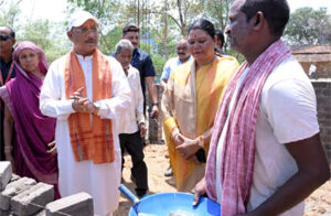 CM Sai lays a brick in Anusuiya house under PM Awas Yojana