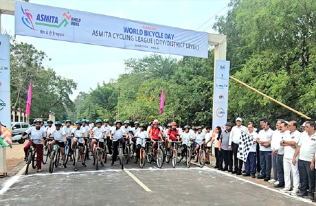 खेलो इंडिया अस्मिता साइक्लिंग लीग भिलाई में सैकड़ों महिलाओं ने दी सहभागिता